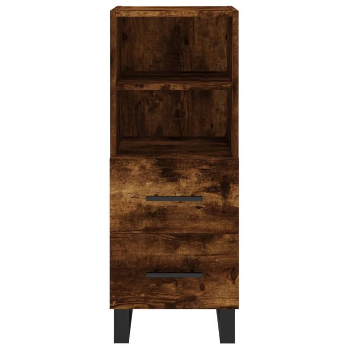 Buffet haut Chêne fumé 34,5x34x180 cm Bois d'ingénierie - Photo n°6