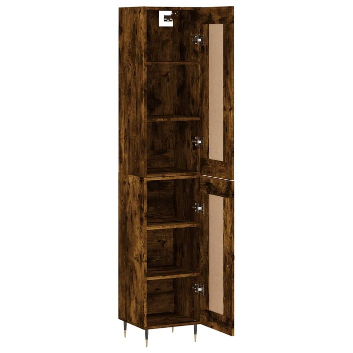 Buffet haut Chêne fumé 34,5x34x180 cm Bois d'ingénierie - Photo n°4