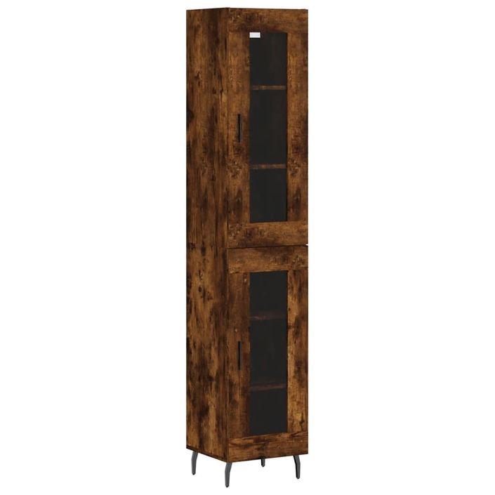 Buffet haut Chêne fumé 34,5x34x180 cm Bois d'ingénierie - Photo n°1