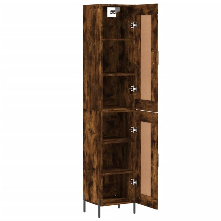 Buffet haut Chêne fumé 34,5x34x180 cm Bois d'ingénierie - Photo n°4