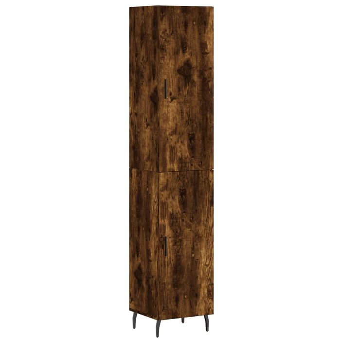 Buffet haut Chêne fumé 34,5x34x180 cm Bois d'ingénierie - Photo n°1