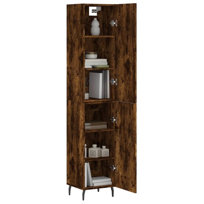 Buffet haut Chêne fumé 34,5x34x180 cm Bois d'ingénierie - Photo n°3