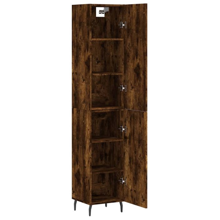 Buffet haut Chêne fumé 34,5x34x180 cm Bois d'ingénierie - Photo n°4