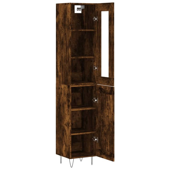 Buffet haut Chêne fumé 34,5x34x180 cm Bois d'ingénierie - Photo n°4