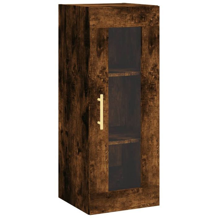 Buffet haut Chêne fumé 34,5x34x180 cm Bois d'ingénierie - Photo n°5