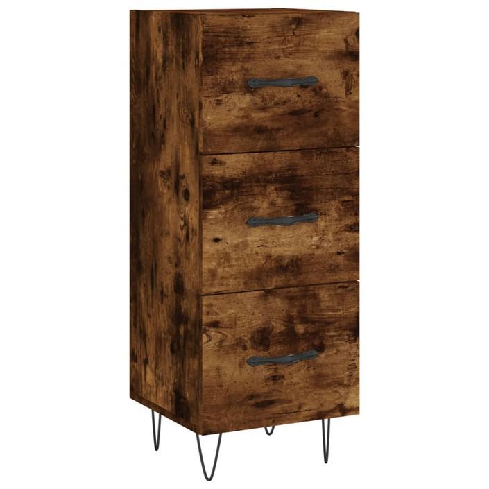 Buffet haut Chêne fumé 34,5x34x180 cm Bois d'ingénierie - Photo n°5