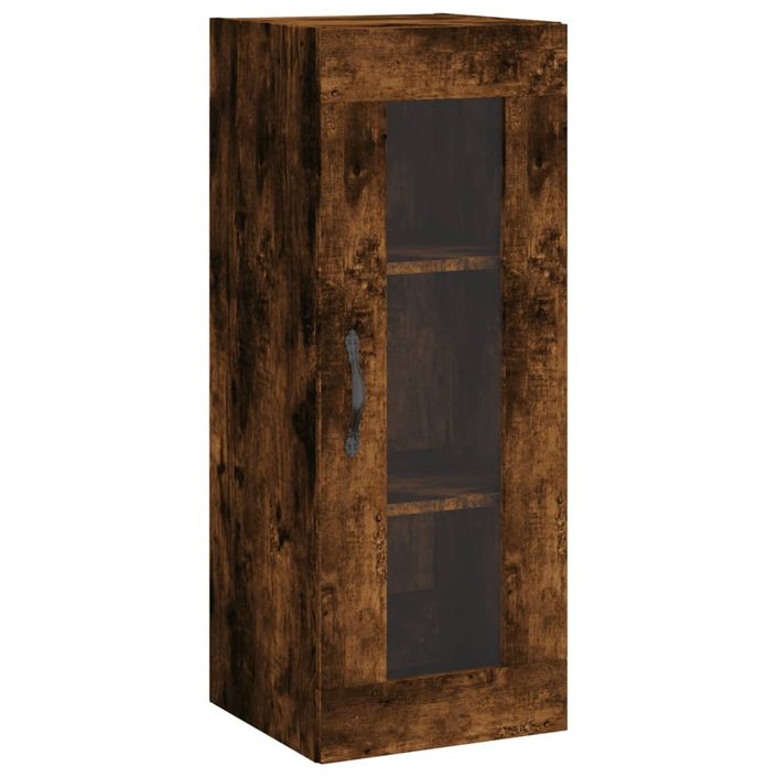 Buffet haut Chêne fumé 34,5x34x180 cm Bois d'ingénierie - Photo n°5