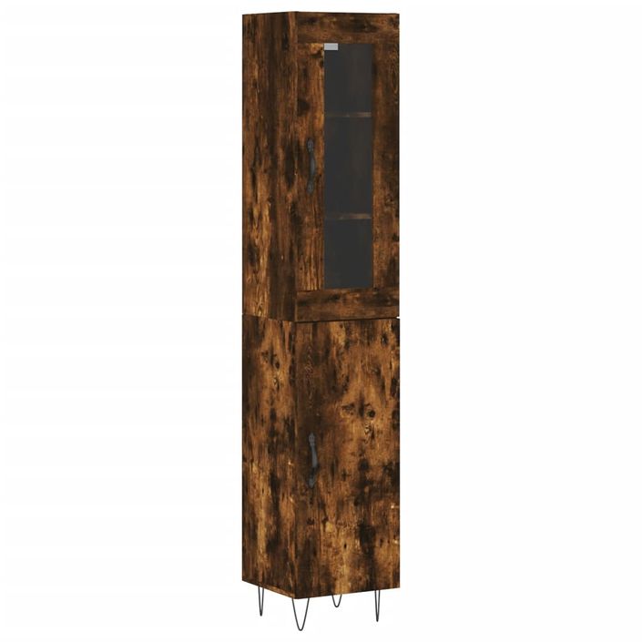 Buffet haut Chêne fumé 34,5x34x180 cm Bois d'ingénierie - Photo n°1