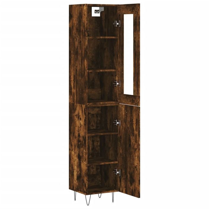 Buffet haut Chêne fumé 34,5x34x180 cm Bois d'ingénierie - Photo n°4