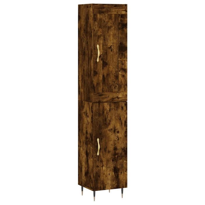 Buffet haut Chêne fumé 34,5x34x180 cm Bois d'ingénierie - Photo n°1