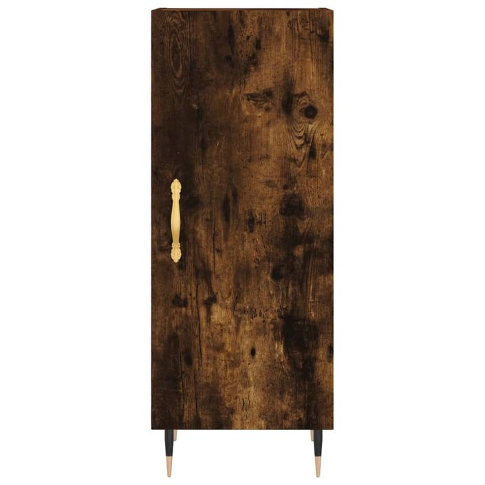 Buffet haut Chêne fumé 34,5x34x180 cm Bois d'ingénierie - Photo n°5