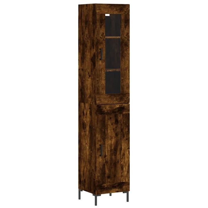 Buffet haut Chêne fumé 34,5x34x180 cm Bois d'ingénierie - Photo n°1