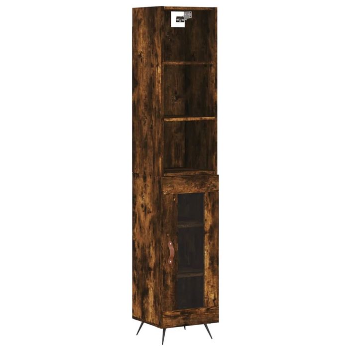 Buffet haut Chêne fumé 34,5x34x180 cm Bois d'ingénierie - Photo n°1