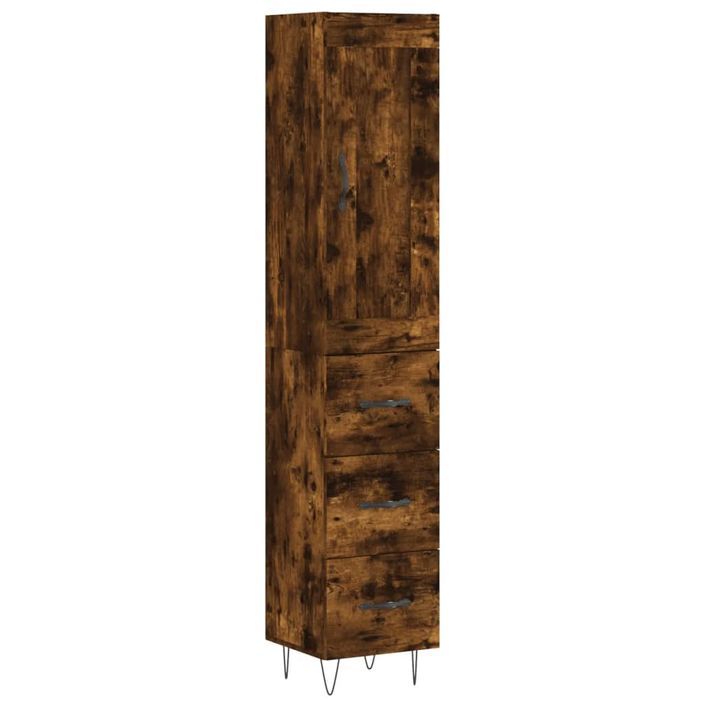 Buffet haut Chêne fumé 34,5x34x180 cm Bois d'ingénierie - Photo n°1