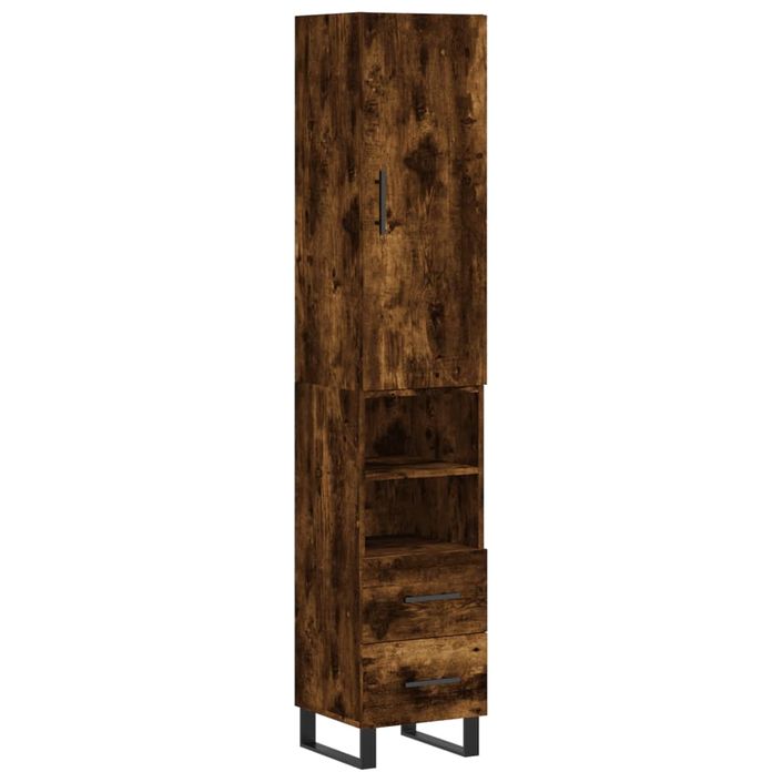 Buffet haut Chêne fumé 34,5x34x180 cm Bois d'ingénierie - Photo n°1