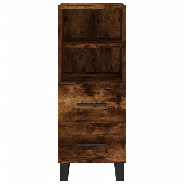 Buffet haut Chêne fumé 34,5x34x180 cm Bois d'ingénierie - Photo n°6