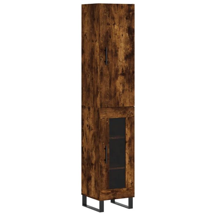 Buffet haut Chêne fumé 34,5x34x180 cm Bois d'ingénierie - Photo n°1