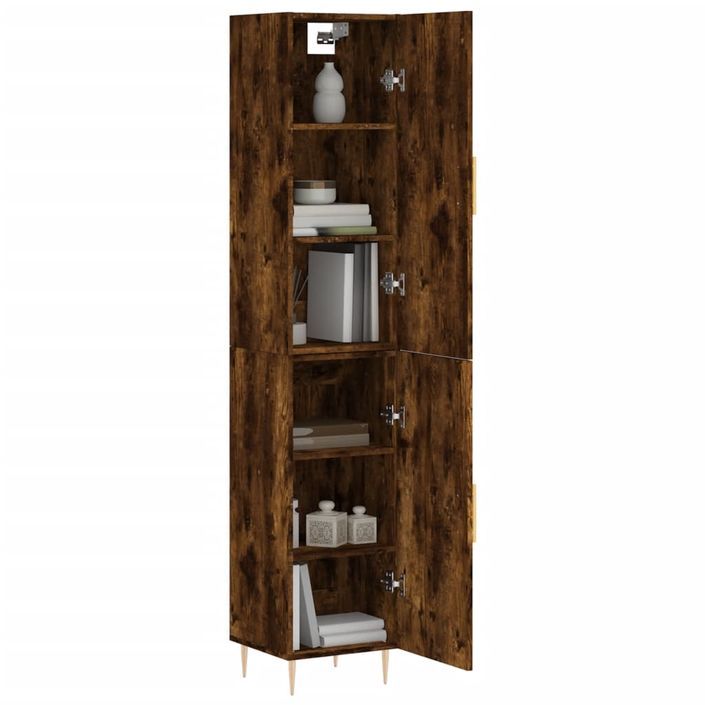 Buffet haut Chêne fumé 34,5x34x180 cm Bois d'ingénierie - Photo n°3