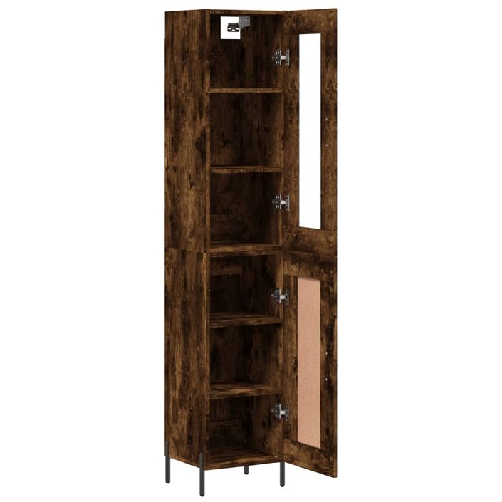 Buffet haut Chêne fumé 34,5x34x180 cm Bois d'ingénierie - Photo n°4