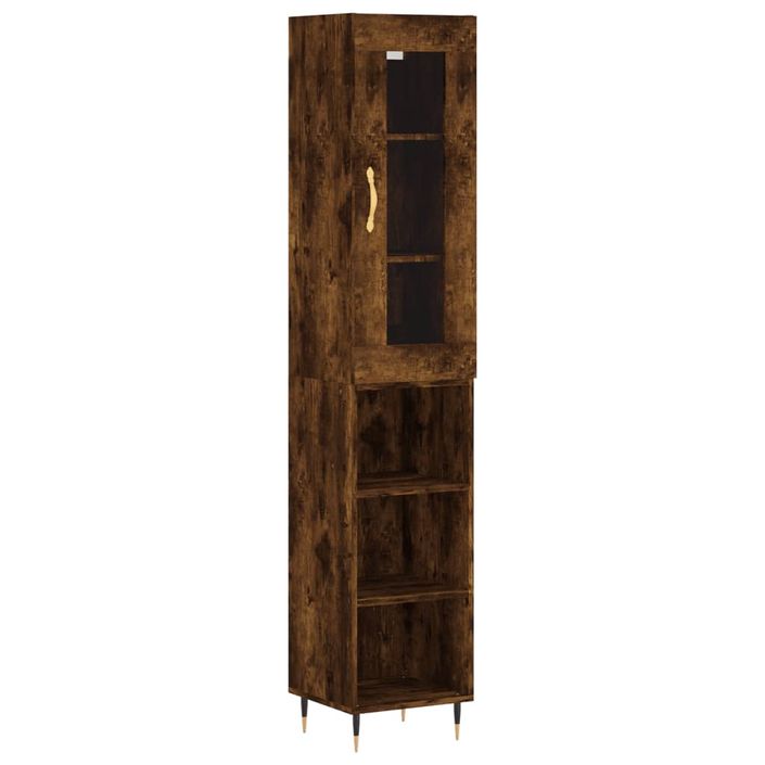 Buffet haut Chêne fumé 34,5x34x180 cm Bois d'ingénierie - Photo n°1