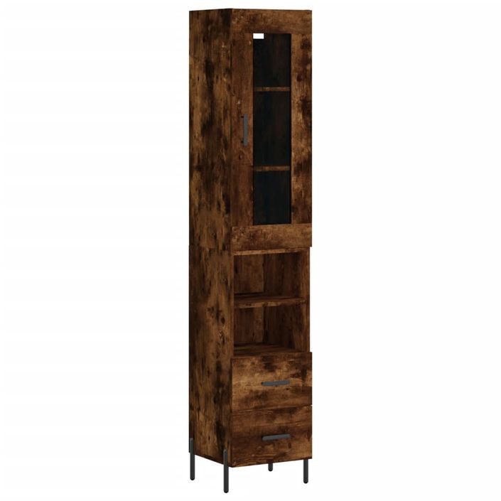 Buffet haut Chêne fumé 34,5x34x180 cm Bois d'ingénierie - Photo n°1