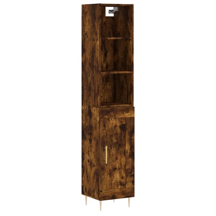 Buffet haut Chêne fumé 34,5x34x180 cm Bois d'ingénierie - Photo n°1