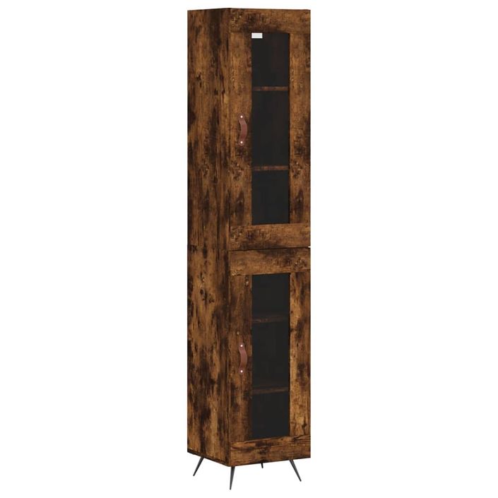 Buffet haut Chêne fumé 34,5x34x180 cm Bois d'ingénierie - Photo n°1