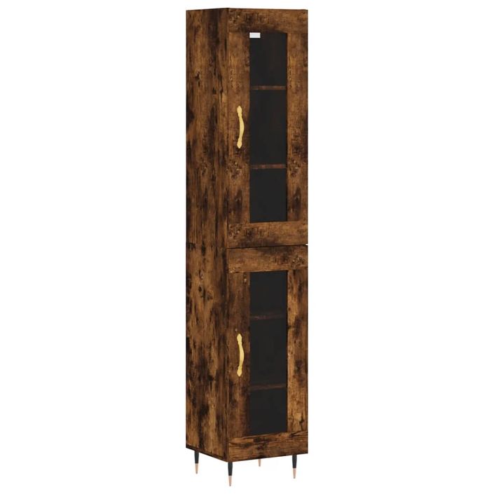 Buffet haut Chêne fumé 34,5x34x180 cm Bois d'ingénierie - Photo n°1