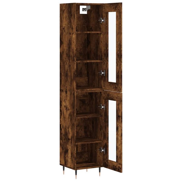 Buffet haut Chêne fumé 34,5x34x180 cm Bois d'ingénierie - Photo n°4