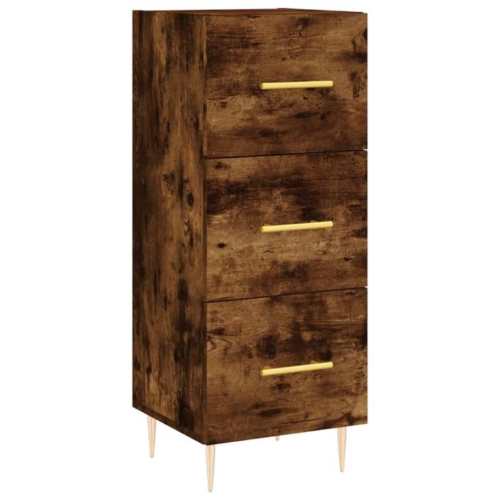 Buffet haut Chêne fumé 34,5x34x180 cm Bois d'ingénierie - Photo n°7