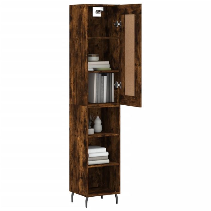 Buffet haut Chêne fumé 34,5x34x180 cm Bois d'ingénierie - Photo n°3