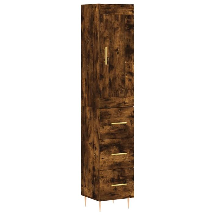 Buffet haut Chêne fumé 34,5x34x180 cm Bois d'ingénierie - Photo n°1