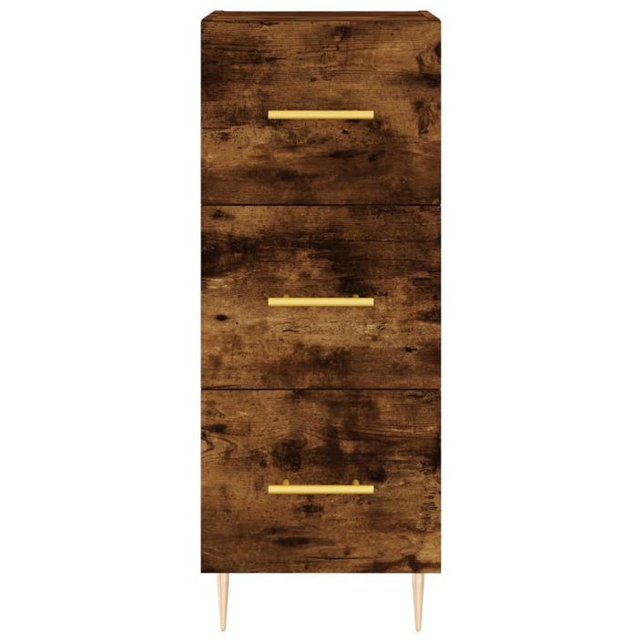 Buffet haut Chêne fumé 34,5x34x180 cm Bois d'ingénierie - Photo n°6