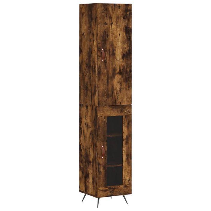 Buffet haut Chêne fumé 34,5x34x180 cm Bois d'ingénierie - Photo n°1