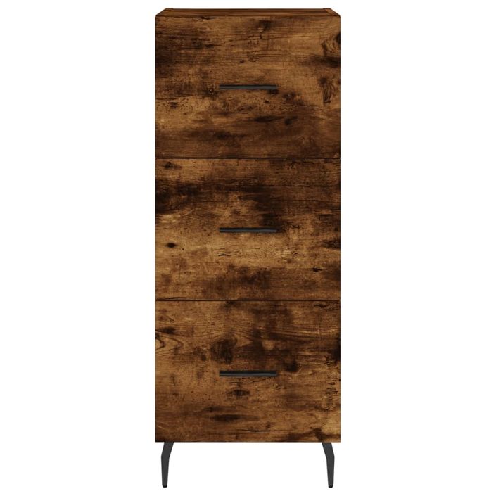 Buffet haut Chêne fumé 34,5x34x180 cm Bois d'ingénierie - Photo n°6