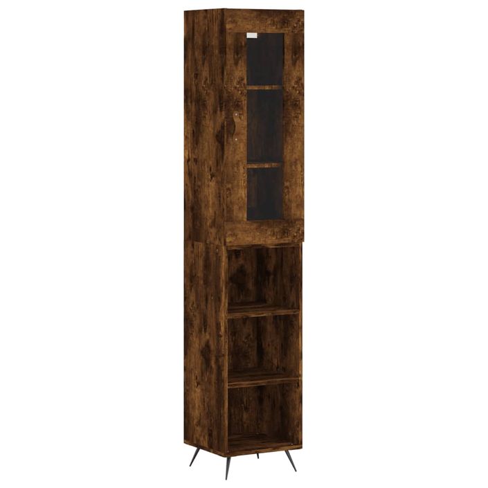 Buffet haut Chêne fumé 34,5x34x180 cm Bois d'ingénierie - Photo n°1