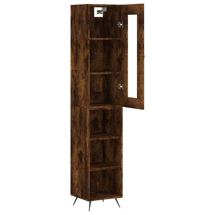 Buffet haut Chêne fumé 34,5x34x180 cm Bois d'ingénierie - Photo n°4