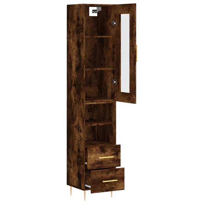 Buffet haut Chêne fumé 34,5x34x180 cm Bois d'ingénierie - Photo n°4