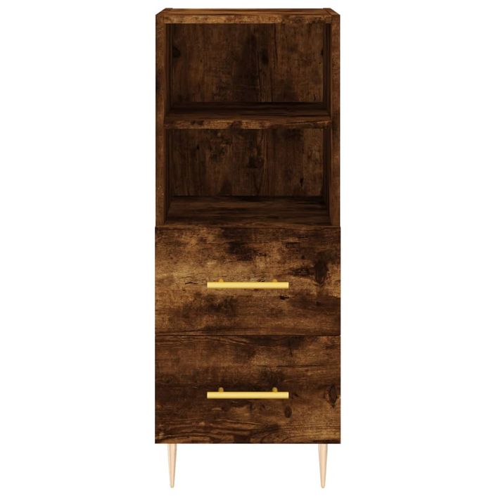 Buffet haut Chêne fumé 34,5x34x180 cm Bois d'ingénierie - Photo n°6