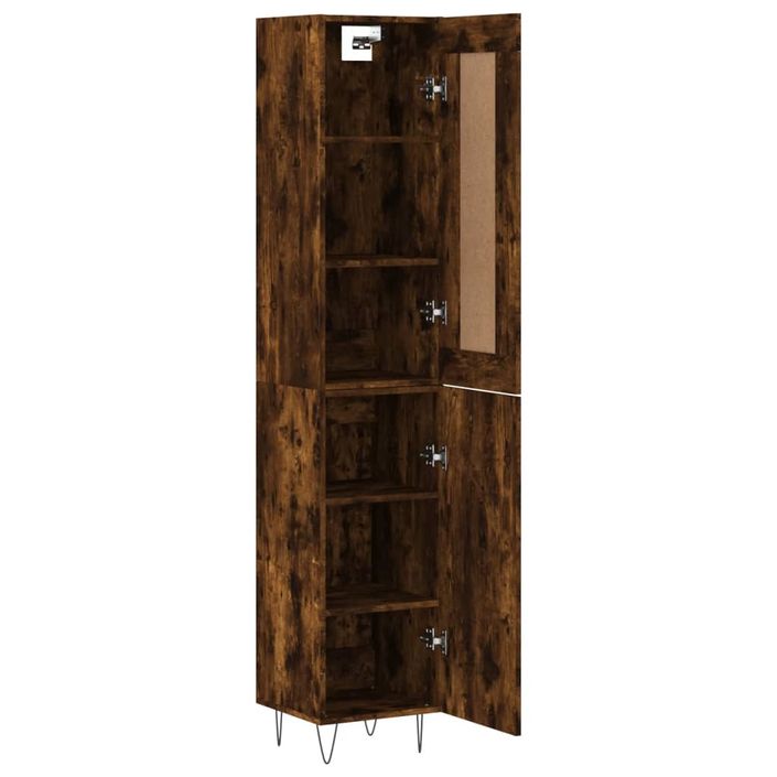 Buffet haut Chêne fumé 34,5x34x180 cm Bois d'ingénierie - Photo n°4