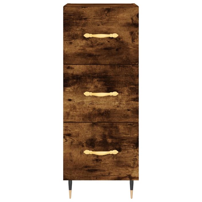 Buffet haut Chêne fumé 34,5x34x180 cm Bois d'ingénierie - Photo n°8