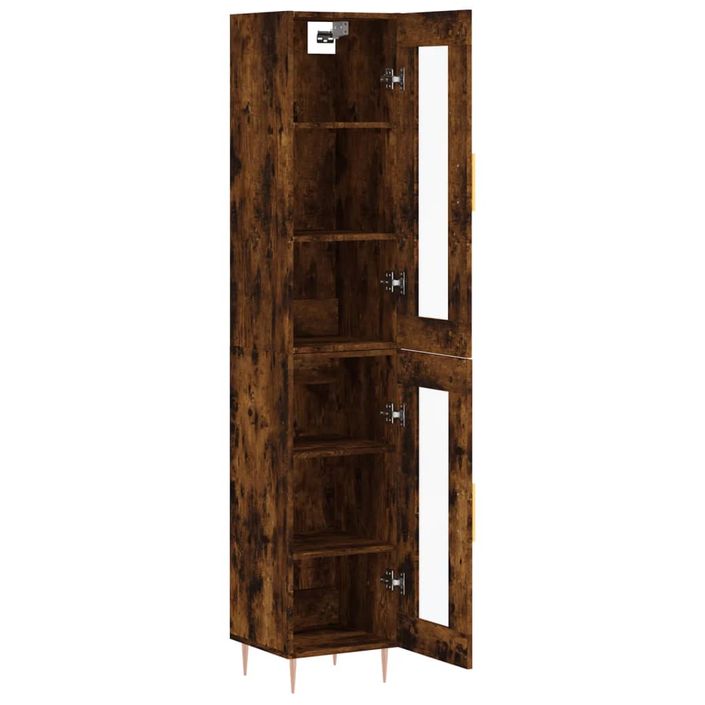 Buffet haut Chêne fumé 34,5x34x180 cm Bois d'ingénierie - Photo n°4