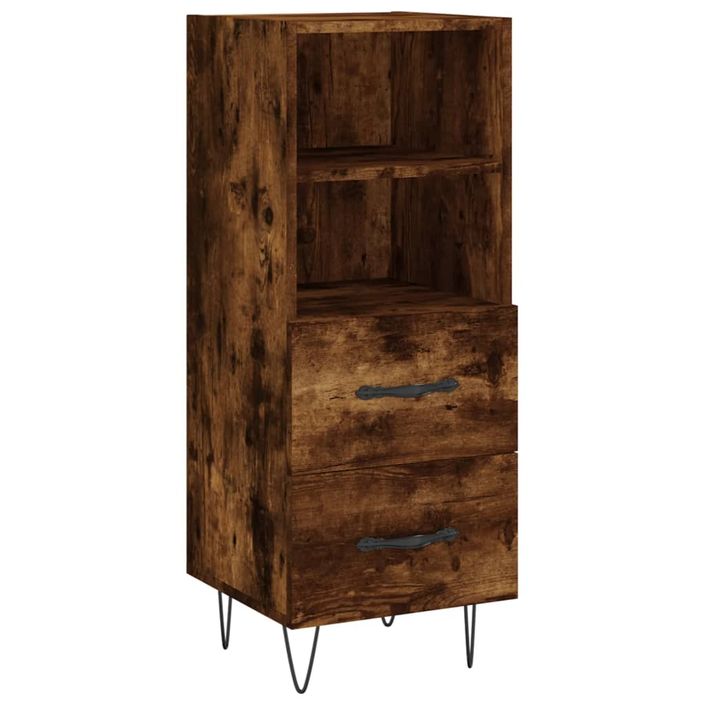 Buffet haut Chêne fumé 34,5x34x180 cm Bois d'ingénierie - Photo n°5