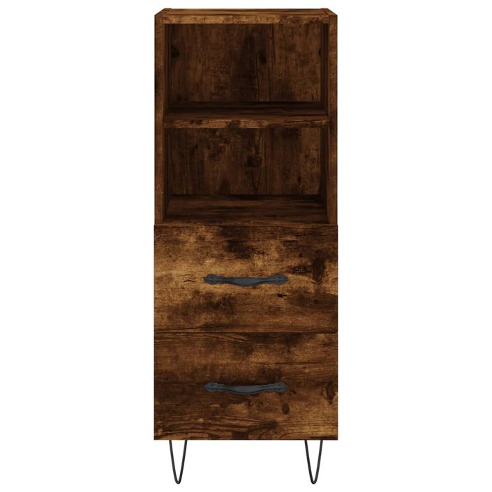 Buffet haut Chêne fumé 34,5x34x180 cm Bois d'ingénierie - Photo n°6