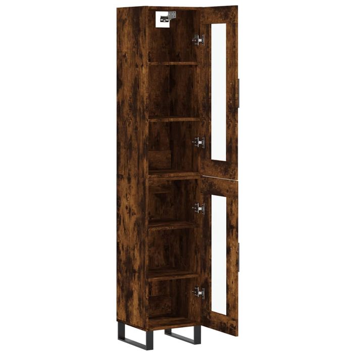 Buffet haut Chêne fumé 34,5x34x180 cm Bois d'ingénierie - Photo n°4