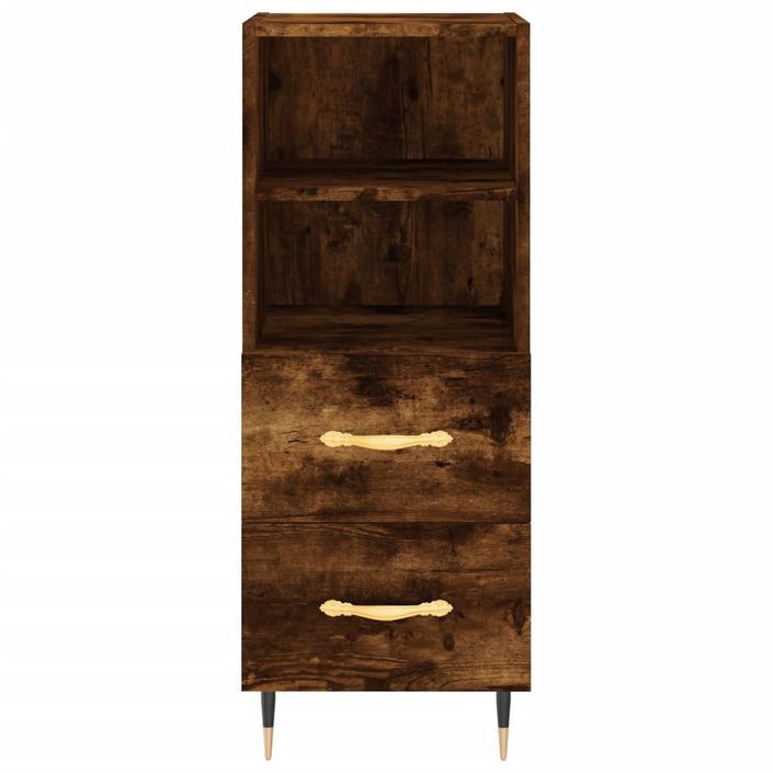 Buffet haut Chêne fumé 34,5x34x180 cm Bois d'ingénierie - Photo n°8