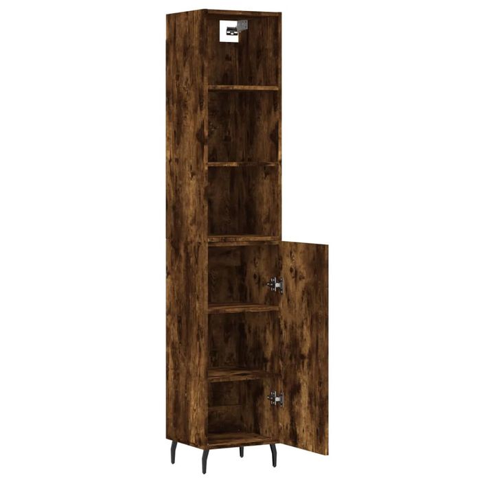 Buffet haut Chêne fumé 34,5x34x180 cm Bois d'ingénierie - Photo n°4