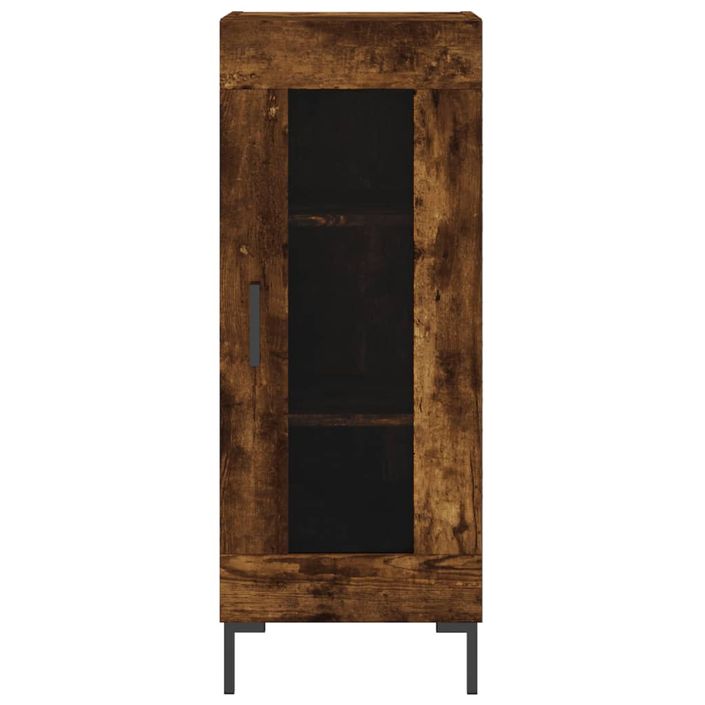 Buffet haut Chêne fumé 34,5x34x180 cm Bois d'ingénierie - Photo n°8