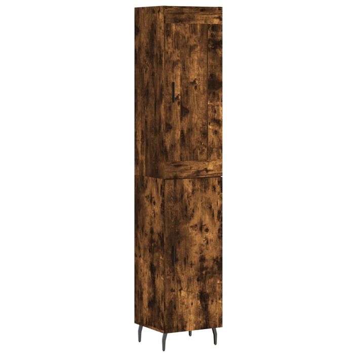 Buffet haut Chêne fumé 34,5x34x180 cm Bois d'ingénierie - Photo n°1