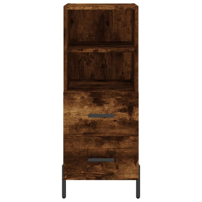 Buffet haut Chêne fumé 34,5x34x180 cm Bois d'ingénierie - Photo n°6